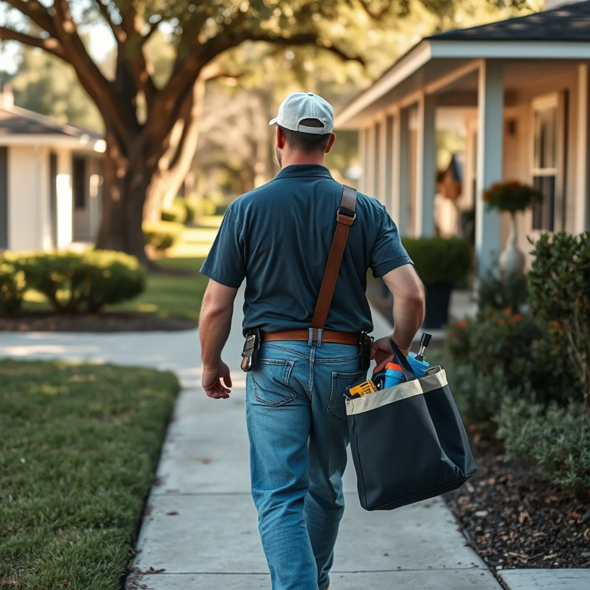 League City Pro Plumbing service vehicle in a residential neighborhood in Angleton TX