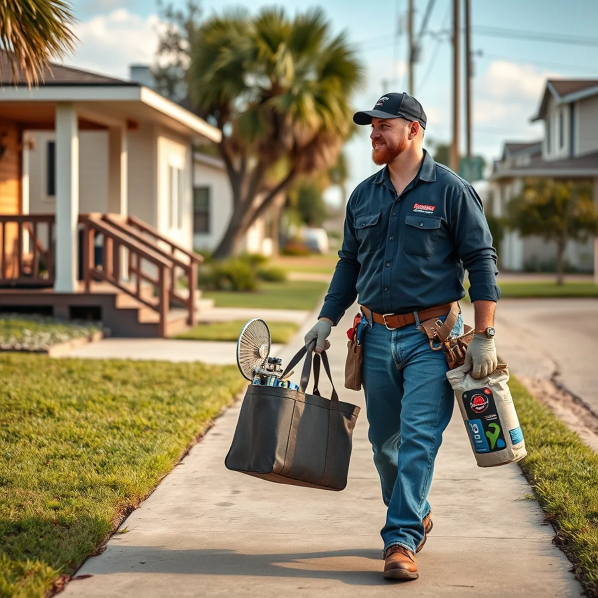 League City Pro Plumbing service vehicle in a residential neighborhood in Bacliff TX