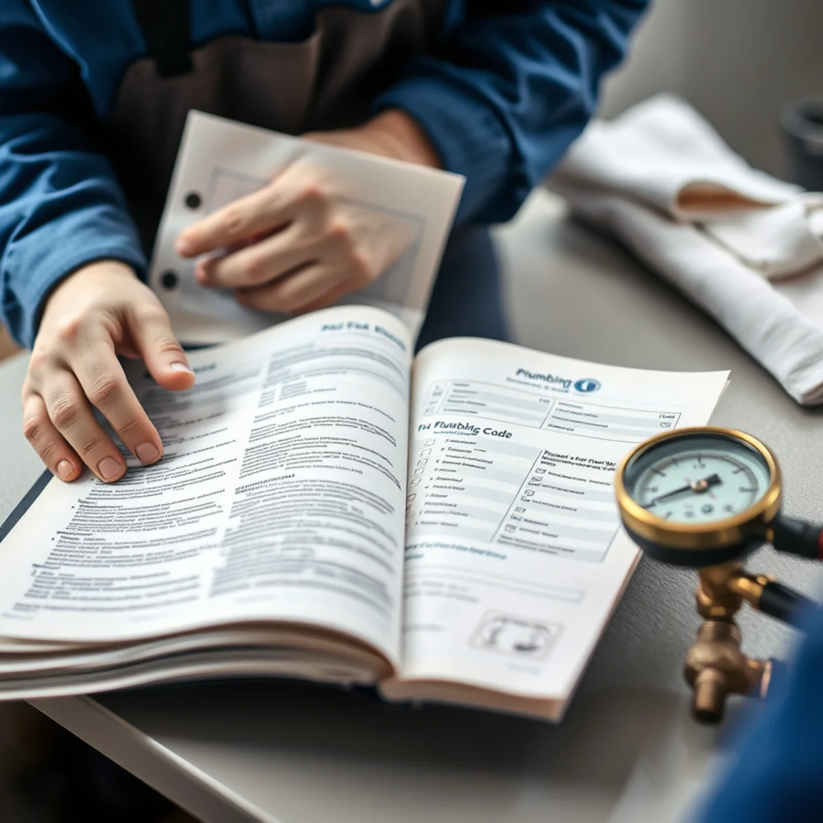 Licensed Texas Master Plumber reviewing plumbing diagnostic blueprints and emergency checklist