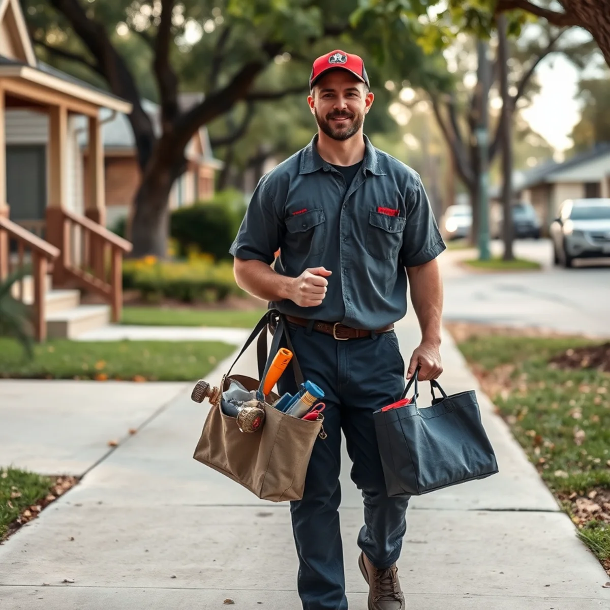 League City Pro Plumbing service vehicle in a residential neighborhood in Brazoria TX