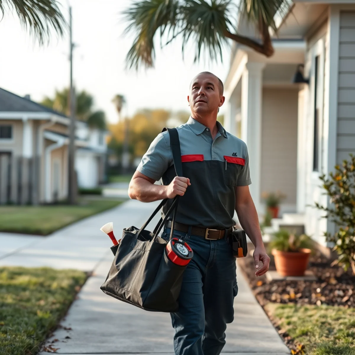 League City Pro Plumbing service vehicle in a residential neighborhood in Galveston County TX