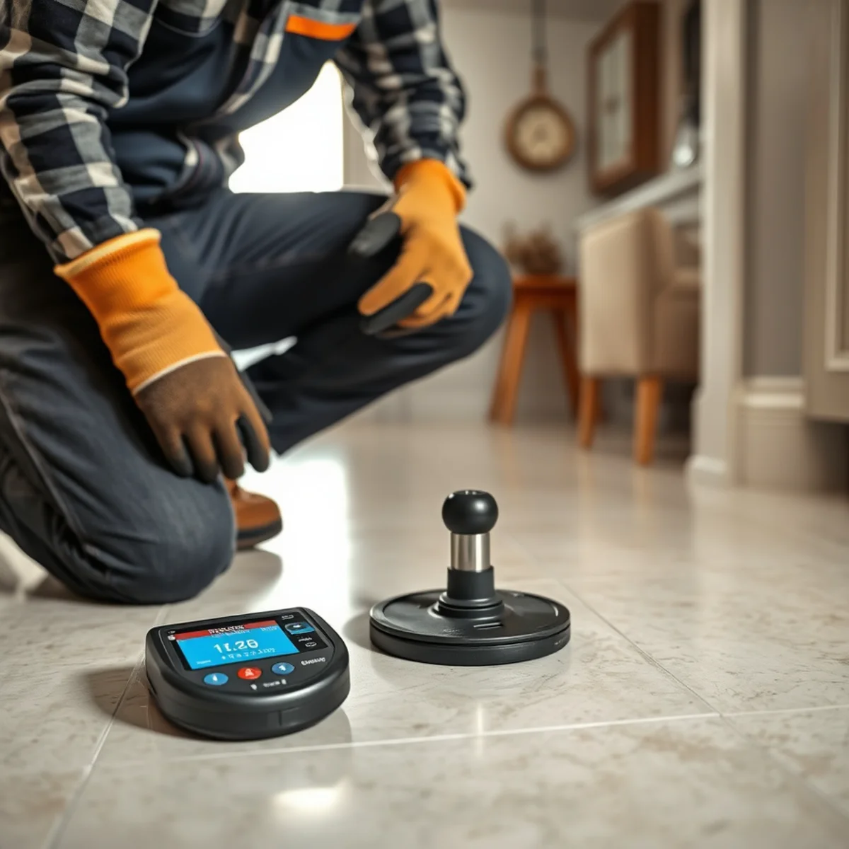 Texas Master Plumber using electronic acoustic leak detector and HD sewer inspection camera