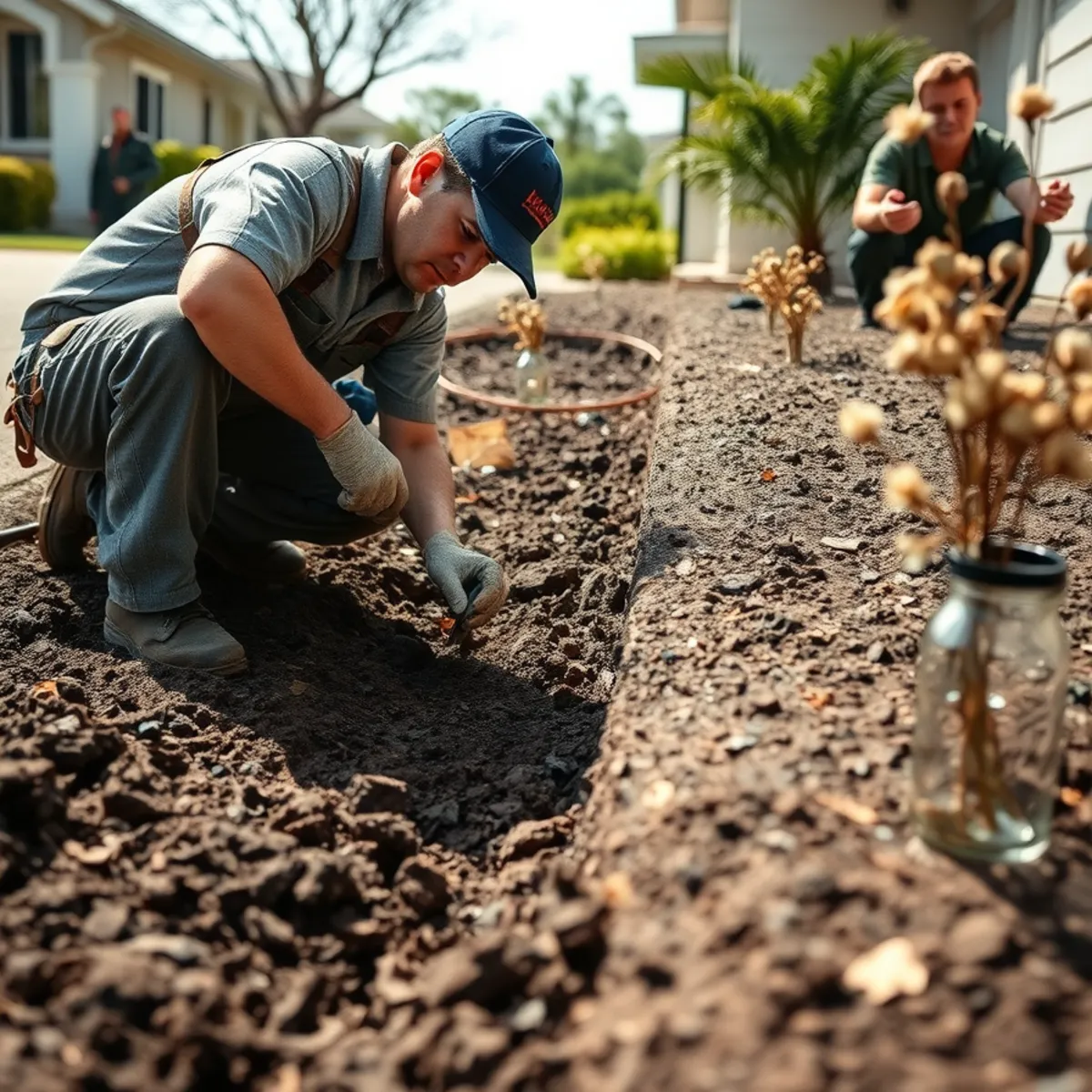 Texas Master Plumber inspecting residential concrete slab foundation and plumbing pipes in Beaumont clay soil