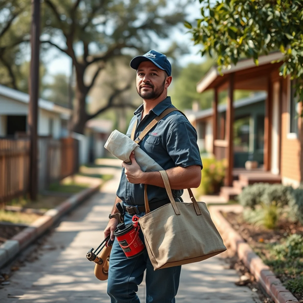 League City Pro Plumbing service vehicle in a residential neighborhood in Jacinto City TX