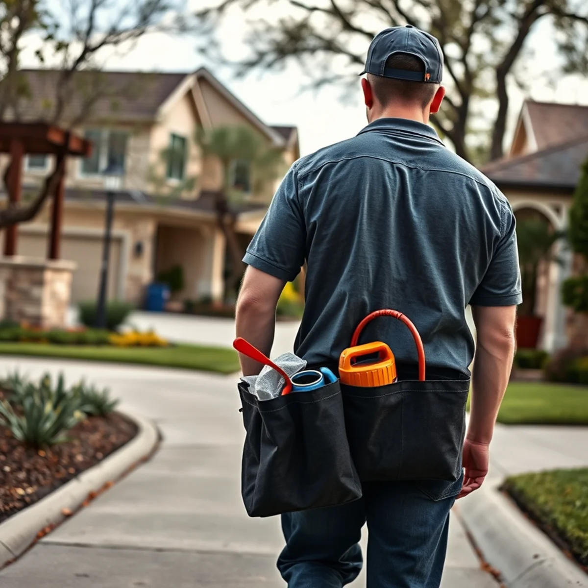 League City Pro Plumbing service vehicle in a residential neighborhood in Katy TX