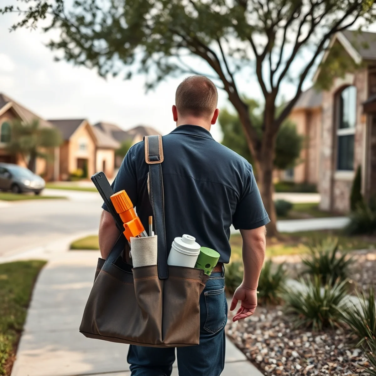 League City Pro Plumbing service vehicle in a residential neighborhood in Mont Belvieu TX