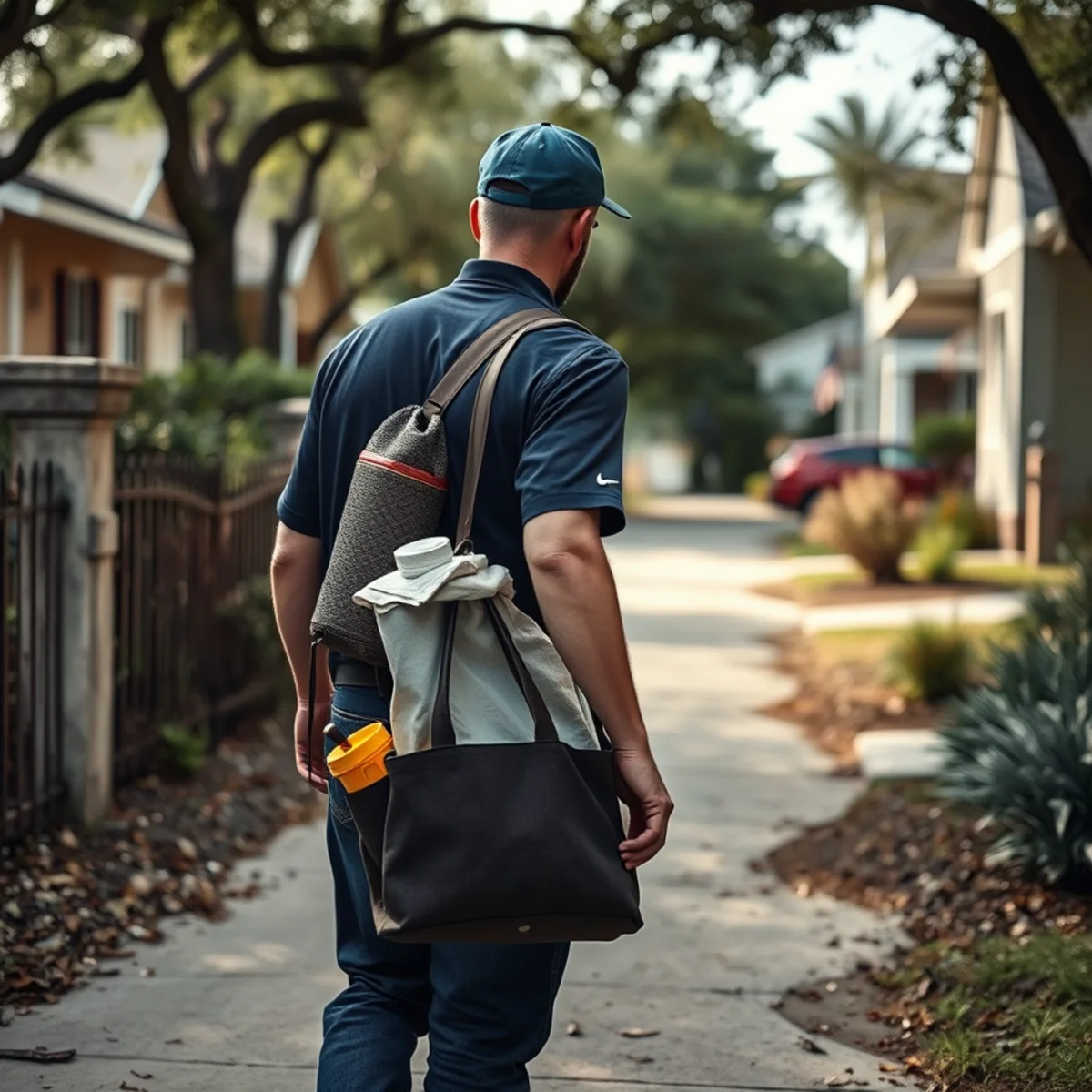 League City Pro Plumbing service vehicle in a residential neighborhood in Pasadena TX