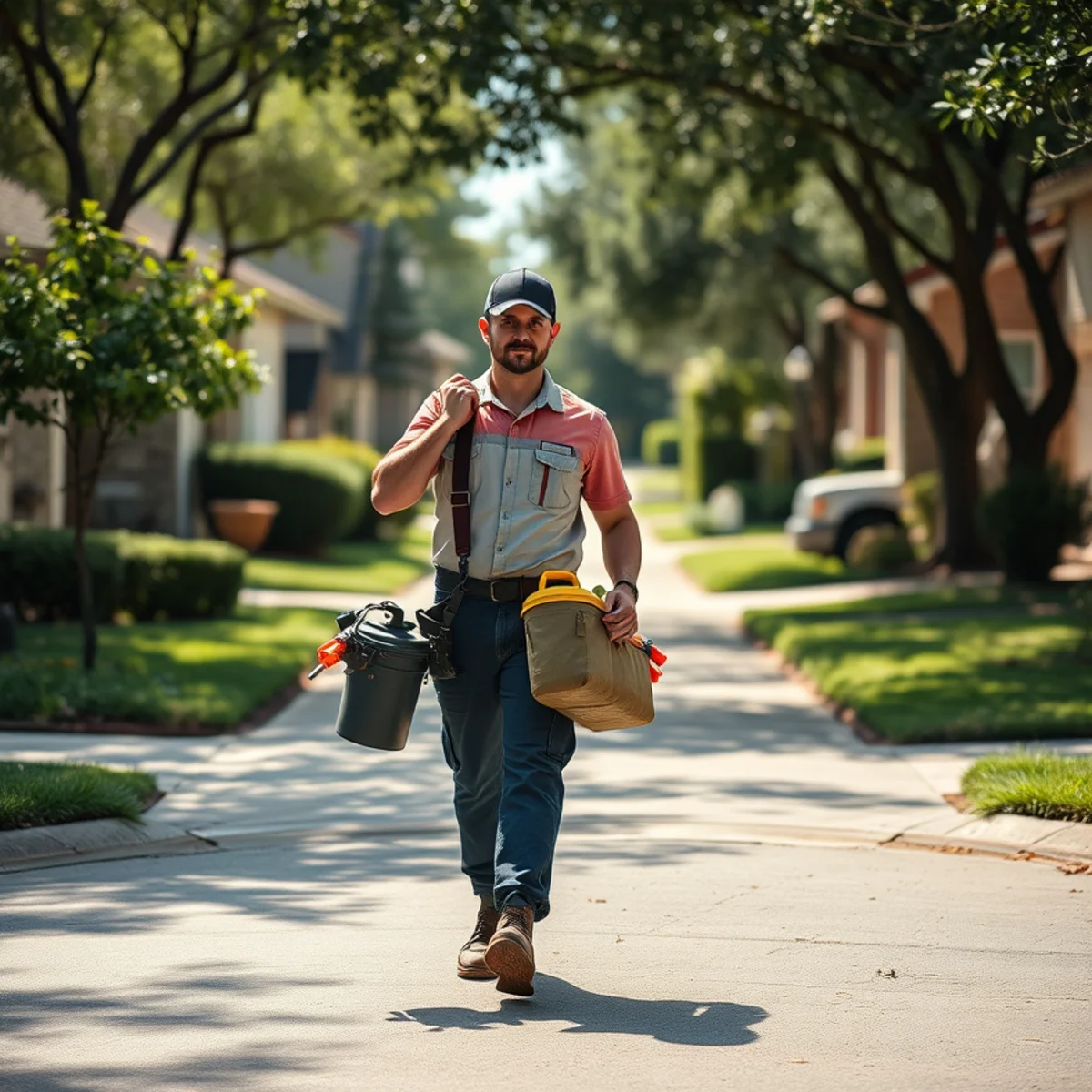 League City Pro Plumbing service vehicle in a residential neighborhood in Spring TX
