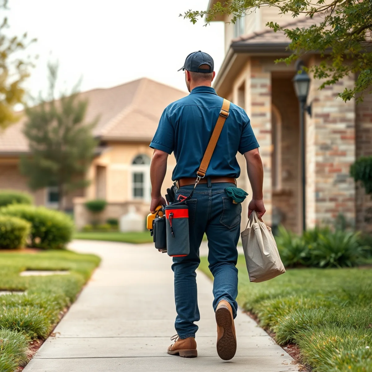 League City Pro Plumbing service vehicle in a residential neighborhood in Sugar Land TX